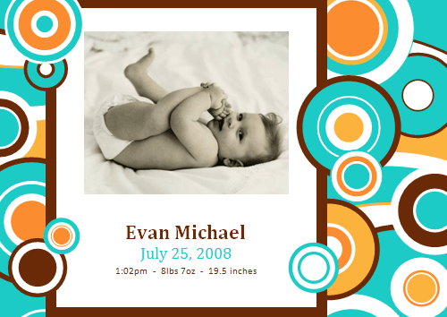 Photo Birth Announcement Cards (circles Design)